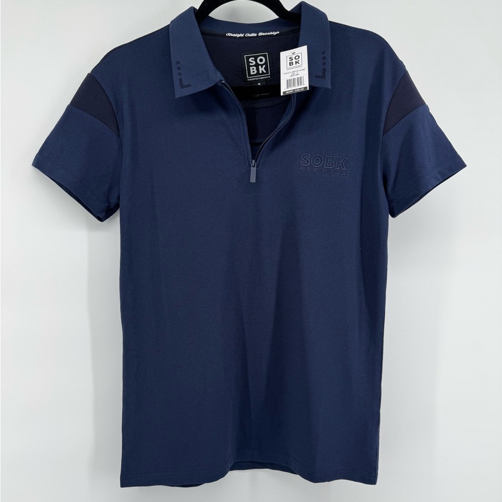 SOBK STRAIGHTOUTTABROOKLYN Men's Navy Polo Shirt Size Small NWT